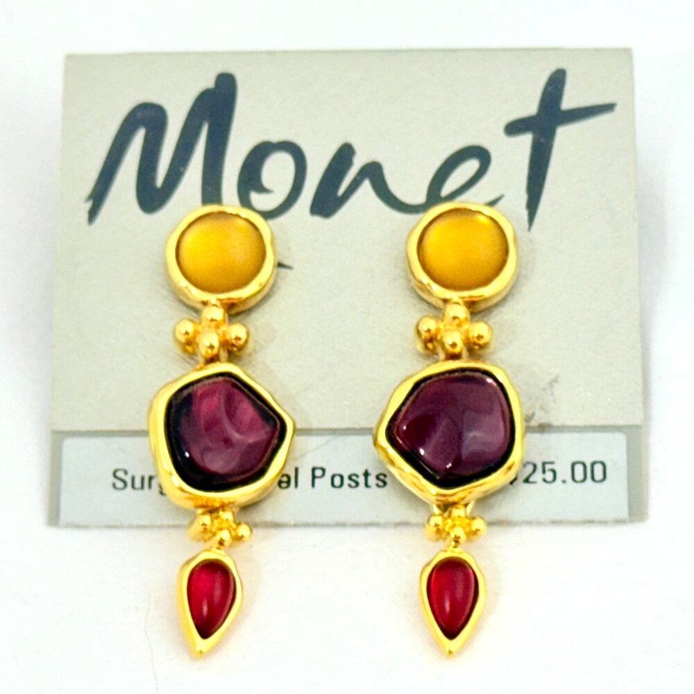 Rare Monet 1990s Post Dangle Earrings - Casbah Collection